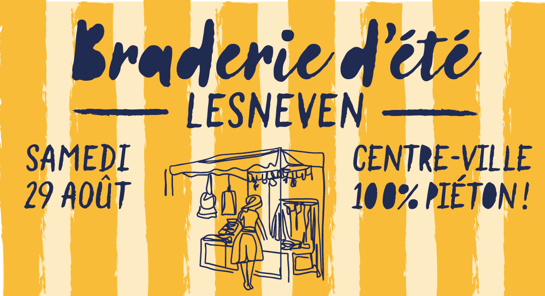 Affiche de la braderie d'été et du moules-fritesà Lesneven