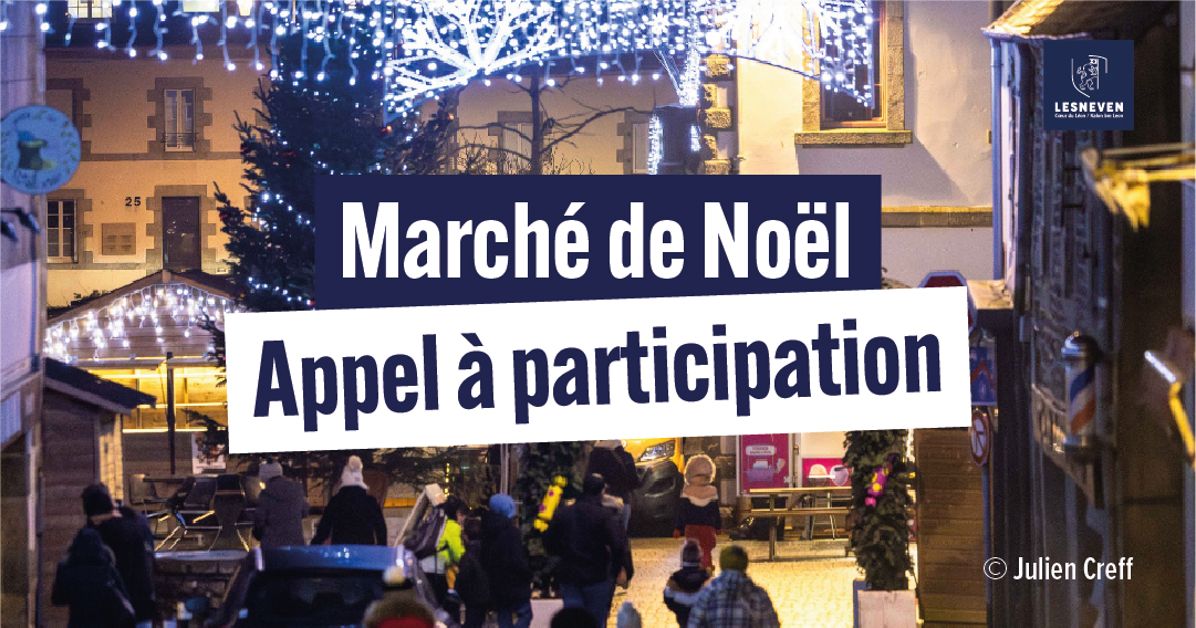 chalets en bois du marché de Noël de Lesneven décorés pour les fêtes de fin d'année